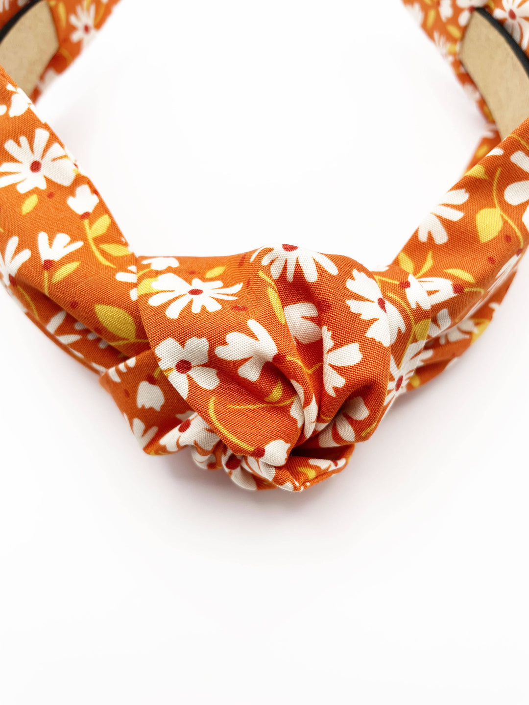 Rust Knotted Headbands With White Flowers, Womens Headbands
