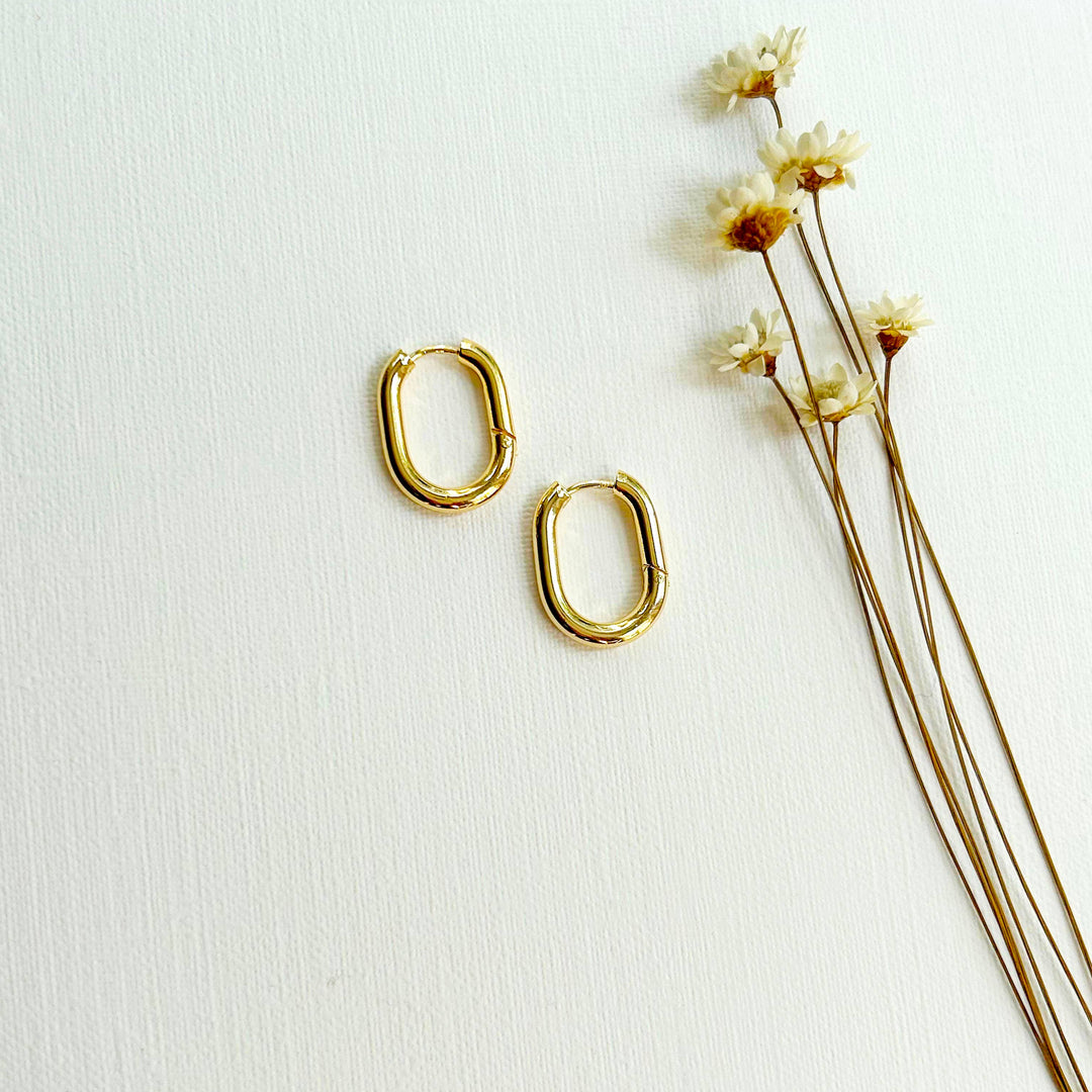 Thick Everyday Gold Oval Hoops KT03