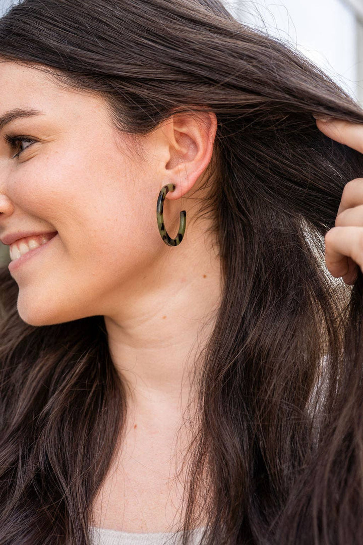 Camy Hoops - Olive Tortoise // Jewelry, Earrings, Fall SS236