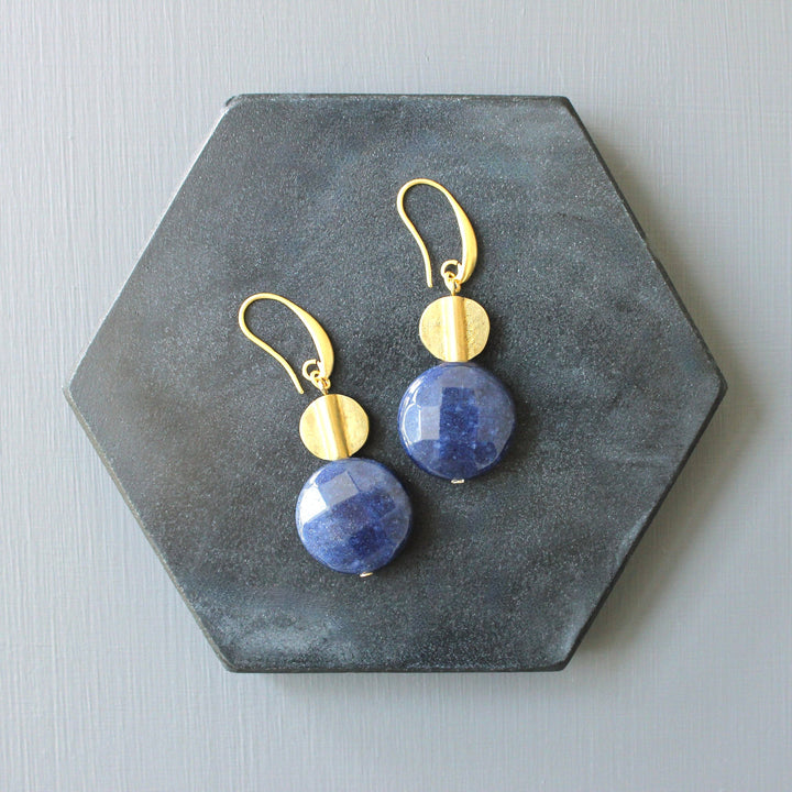 JLTE16 navy and brass earrings