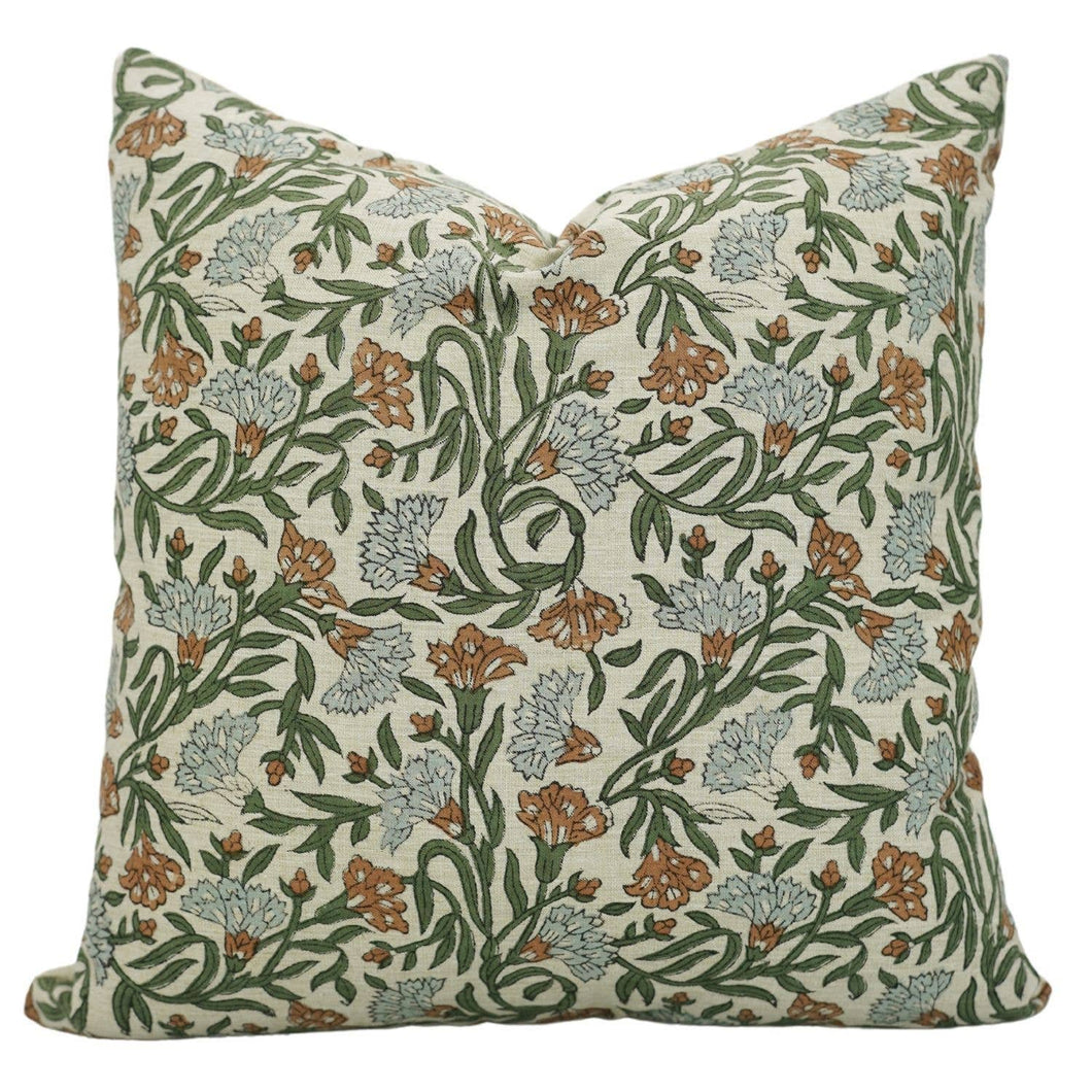 Traditional Block Linen Blend Pillow Cover - Thorny Stems FB03