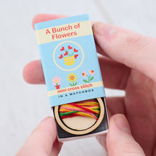 Load image into Gallery viewer, Bunch Of Flowers Mini Hoop Cross Stitch Kit In A Matchbox