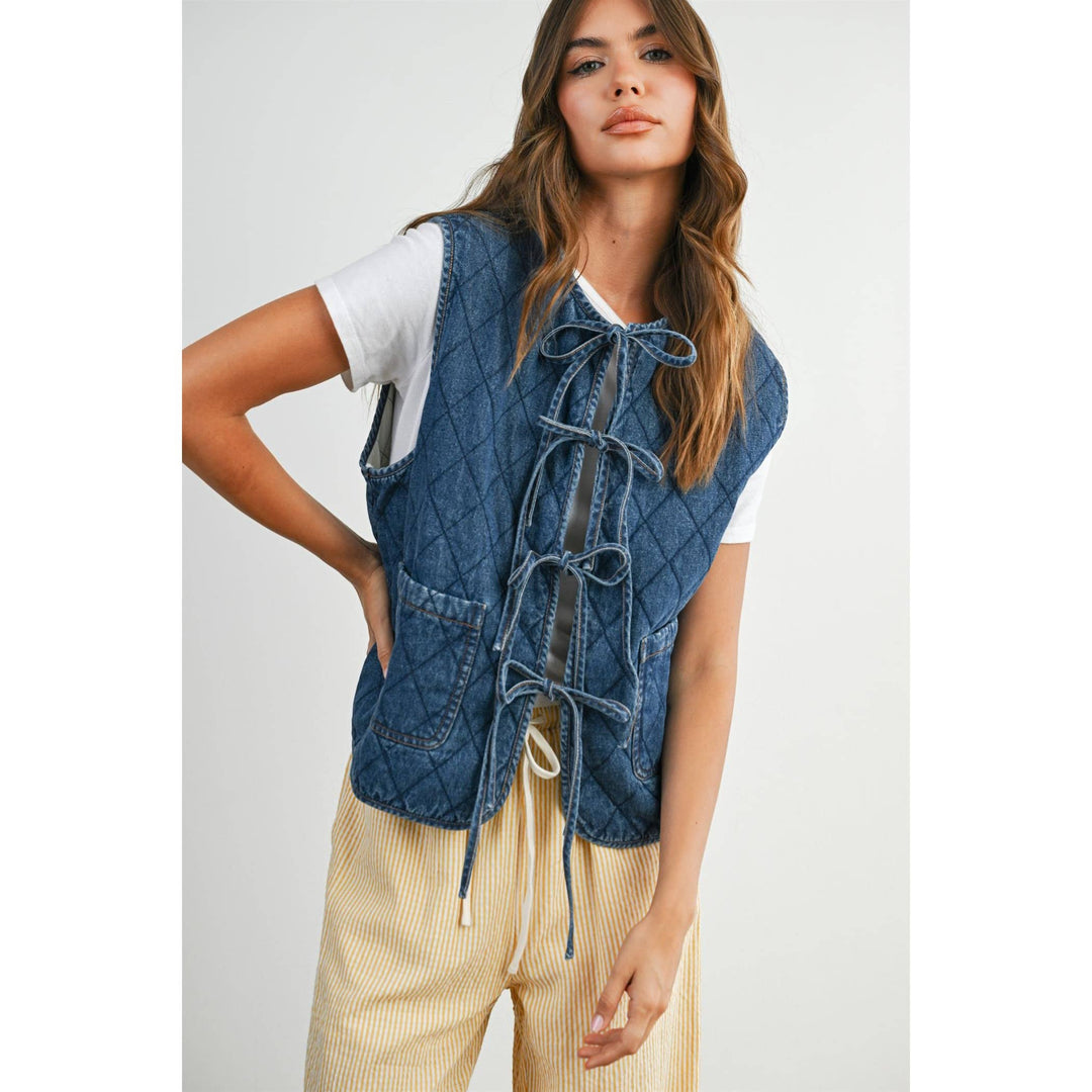 Quilted Tie-Front Vest - BMJ8086