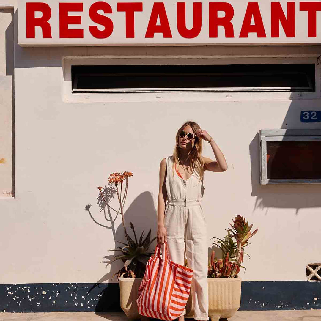 ELISA TOTE BAG STRIPES TOMATO / CANDY PINK