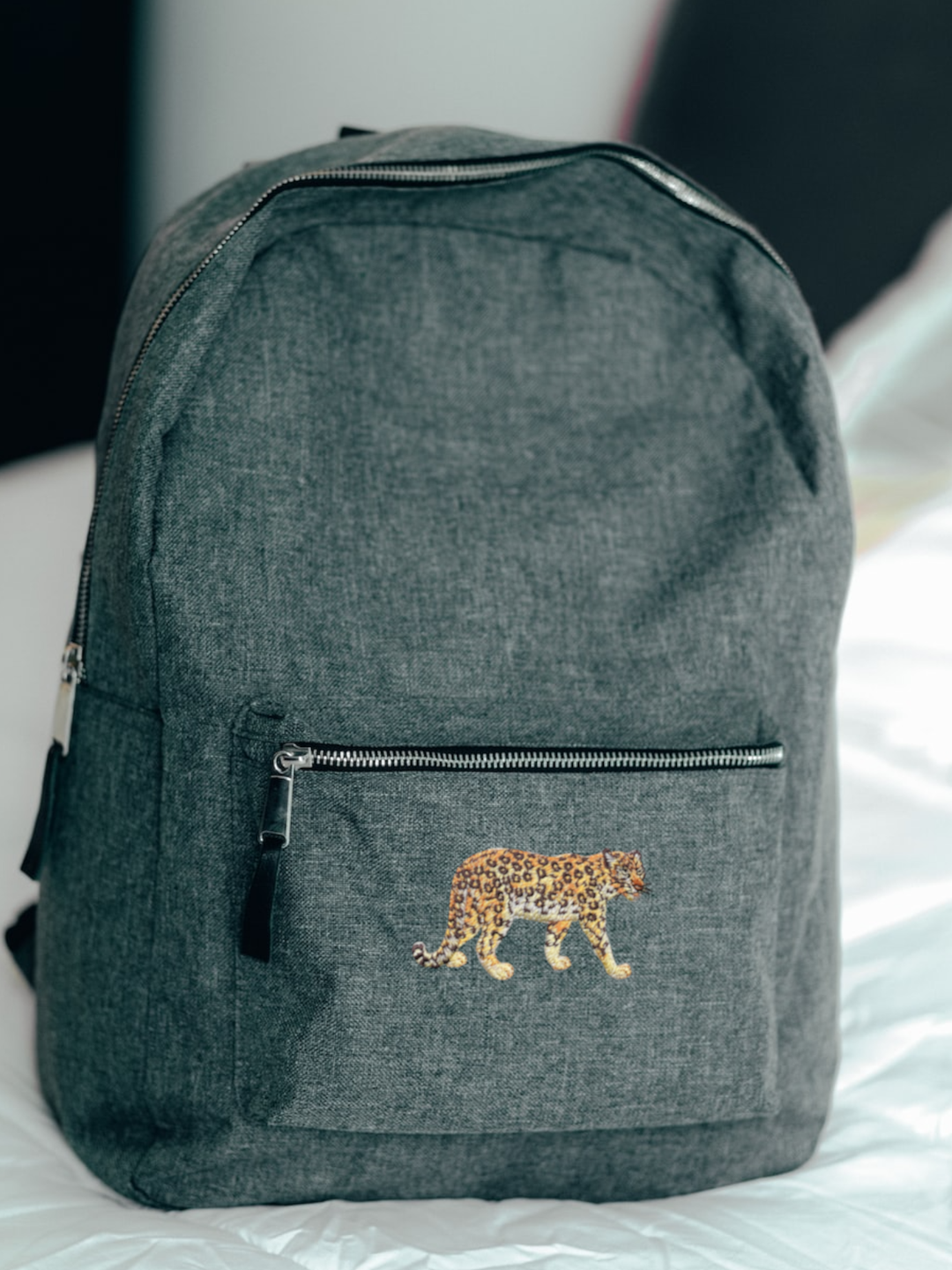Natural Leopard - Full Body - Walking Right - Iron on Applique - Embroidered Patch - 155474A