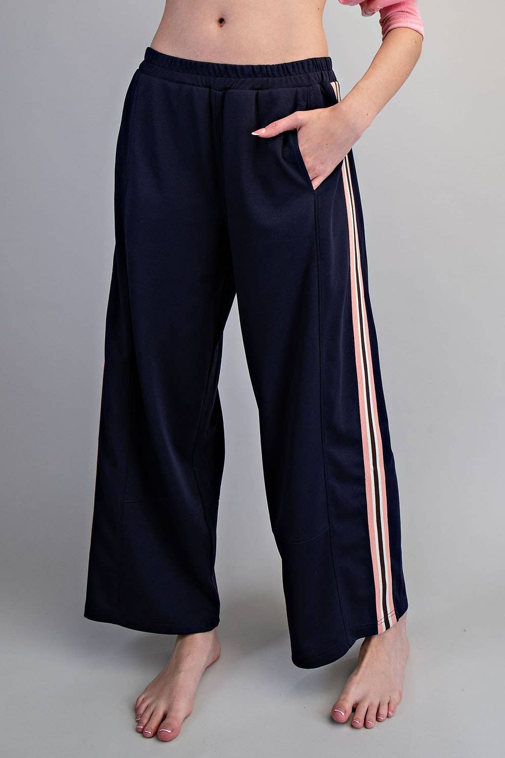 SIDE STRIPE ELASTIC WAIST SPORTY PANTS
