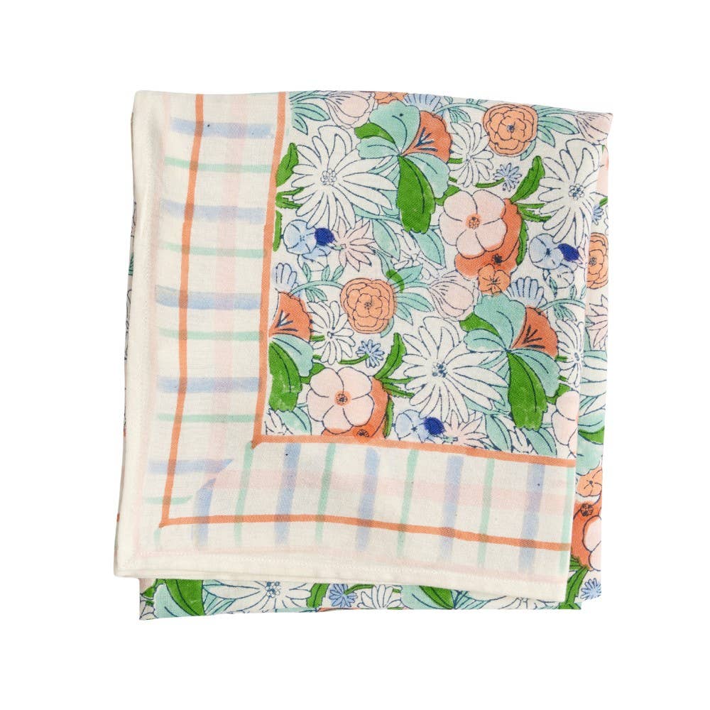 Magic Garden Green Indian Flower Print Scarf BH223