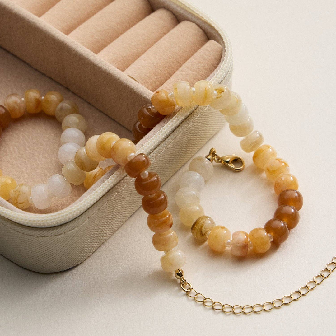 Gradient Color Round Disc Beaded Necklace DMT