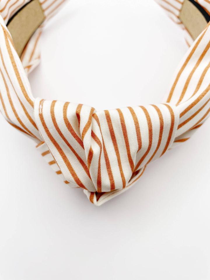 Copper Striped Knotted Headbands For Women, Tan Headbands