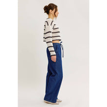 Load image into Gallery viewer, LAID BACK STAPLE STRIPE COTTON SWEATER WITH CONTRAST TRIM