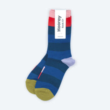 Load image into Gallery viewer, Fillmore Blue Striped Crew Length Unisex Socks