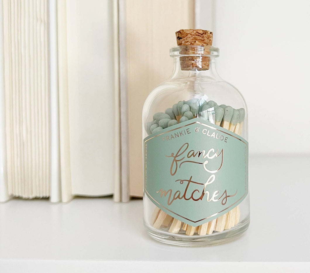 Sage Green Matches in a Glass Jar: Fall & Christmas Decor FC13