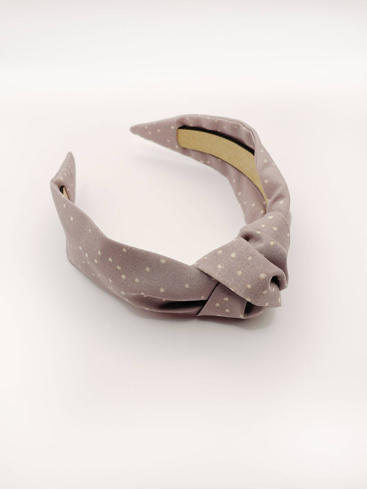 Lavender Purple Womens Knotted Headbands With Polka Dots