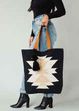 Load image into Gallery viewer, Black, Cream &amp; Tan Aztec Tote