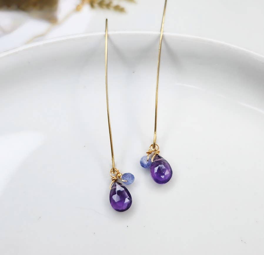 Citrine/Ethiopian Opal &amp; Amethyst/Tanzanite Dangle Earrings