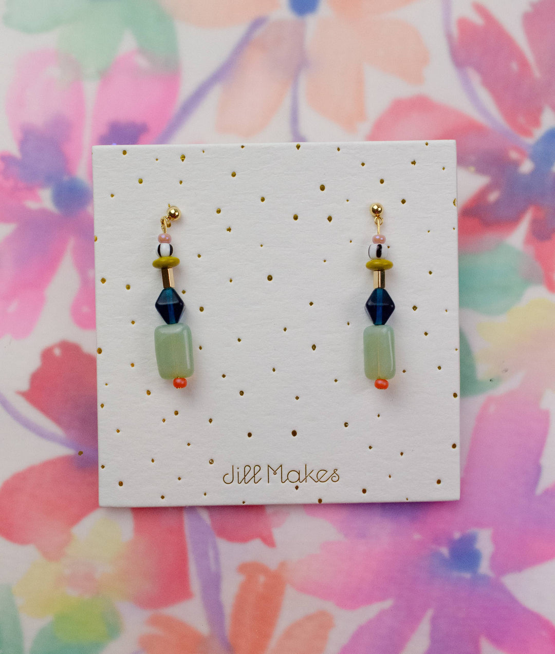 Multicolor beaded dangle earrings JM120
