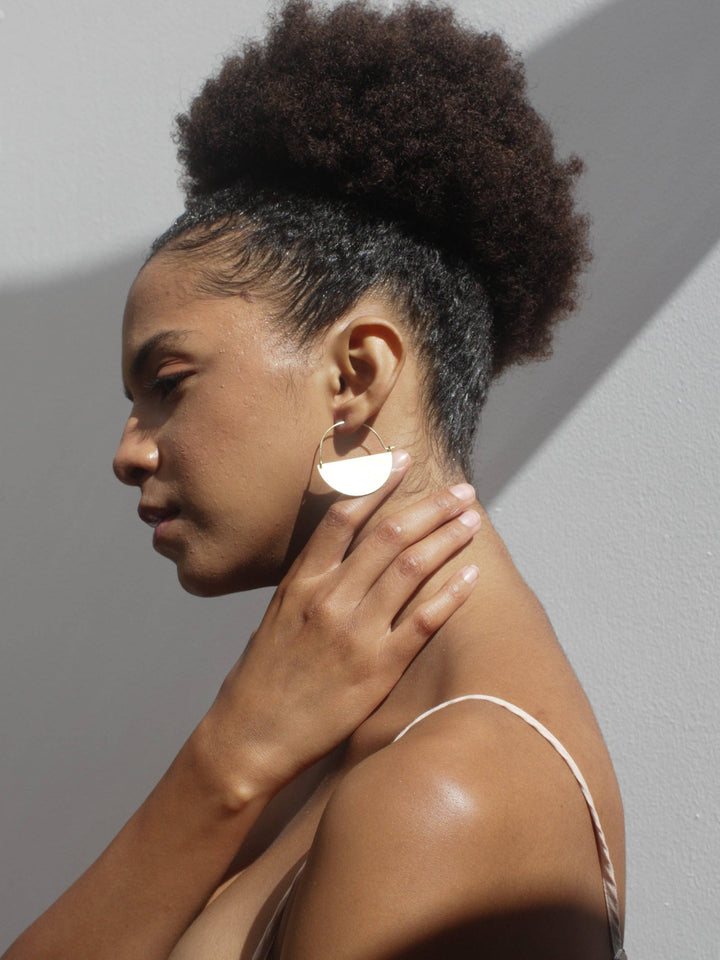 RK10 Matte Gold Half Moon Earrings