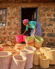 Load image into Gallery viewer, UMEME: Lavender Pinstripe Woven Storage Basket