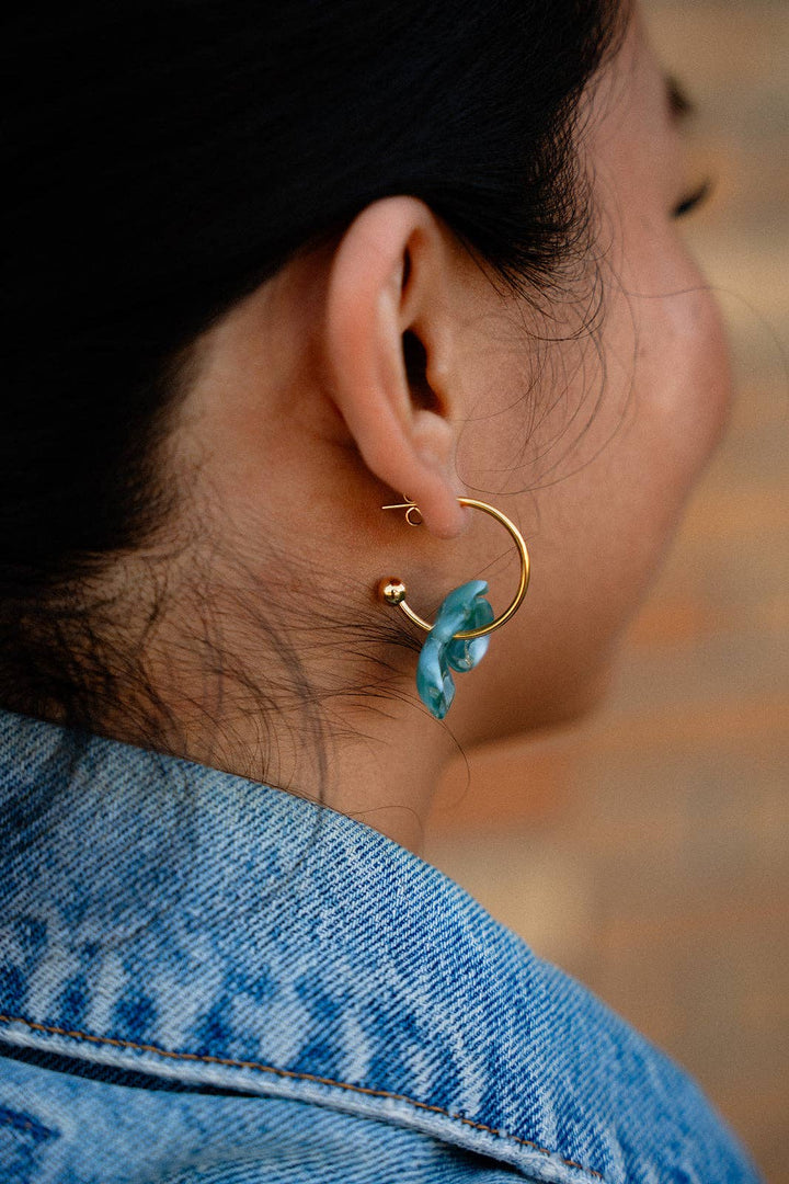 Magnolia Hoops - Alpine Green // Fall, Gold, Earrings
