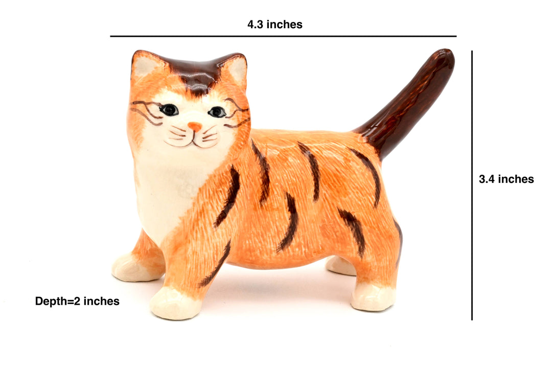 MiniL131 Decorative Miniature Ceramic Tiny L Orange Tabby cat