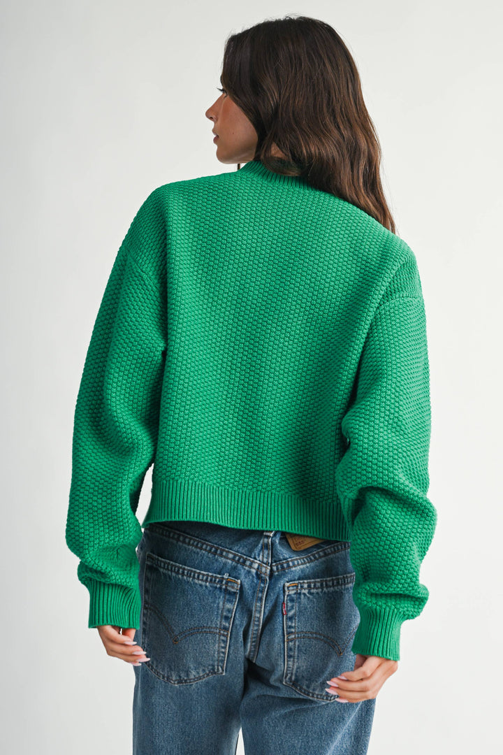 336K Textured Button Front Cardigan Sweater