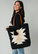 Load image into Gallery viewer, Black, Cream &amp; Tan Aztec Tote