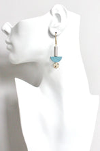 Load image into Gallery viewer, HYLE29 Gray and turquoise earrings