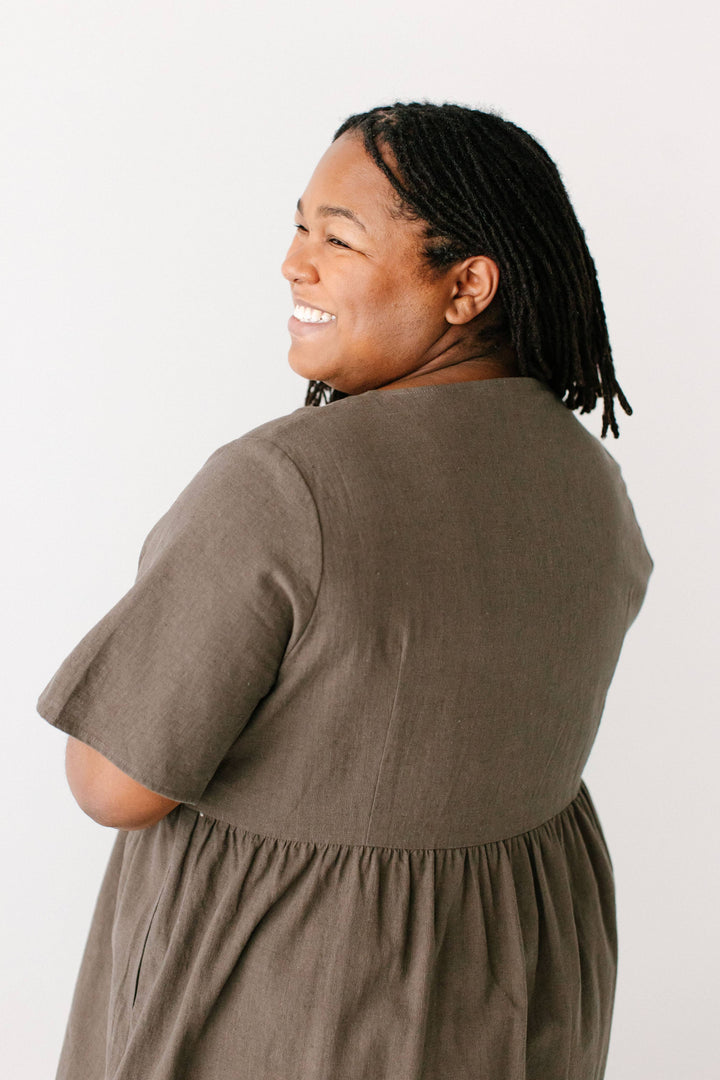 Adeline Button Down A-Line Midi Dress MSE23