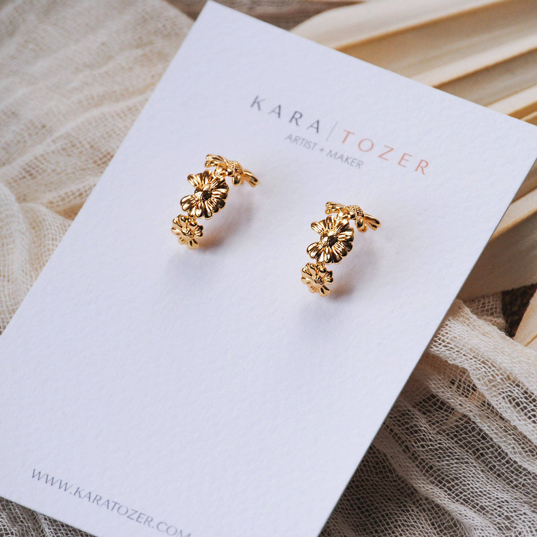 Gold Floral Hoop Earrings KT24