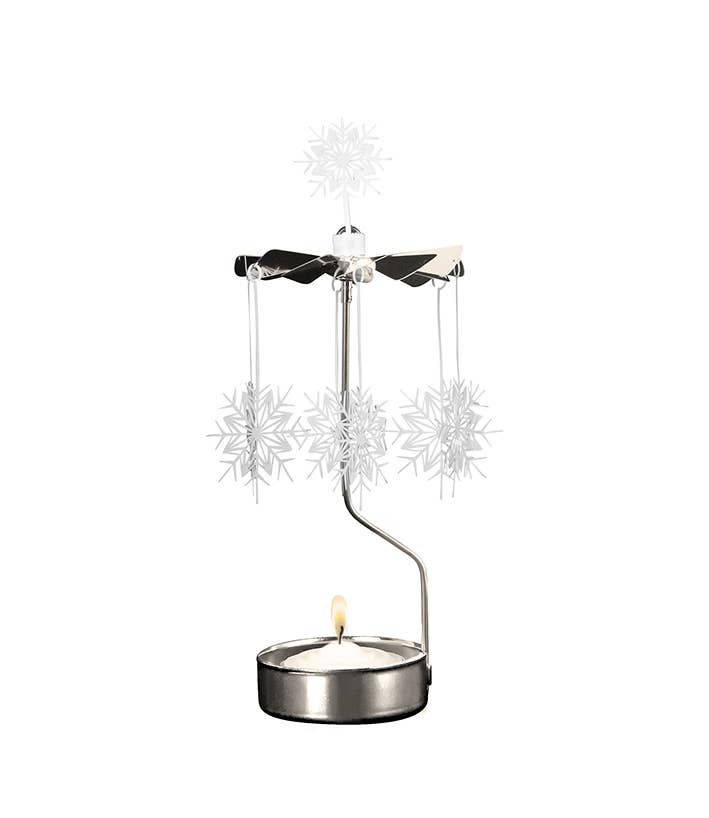Rotary Candleholder, Snowflake, White