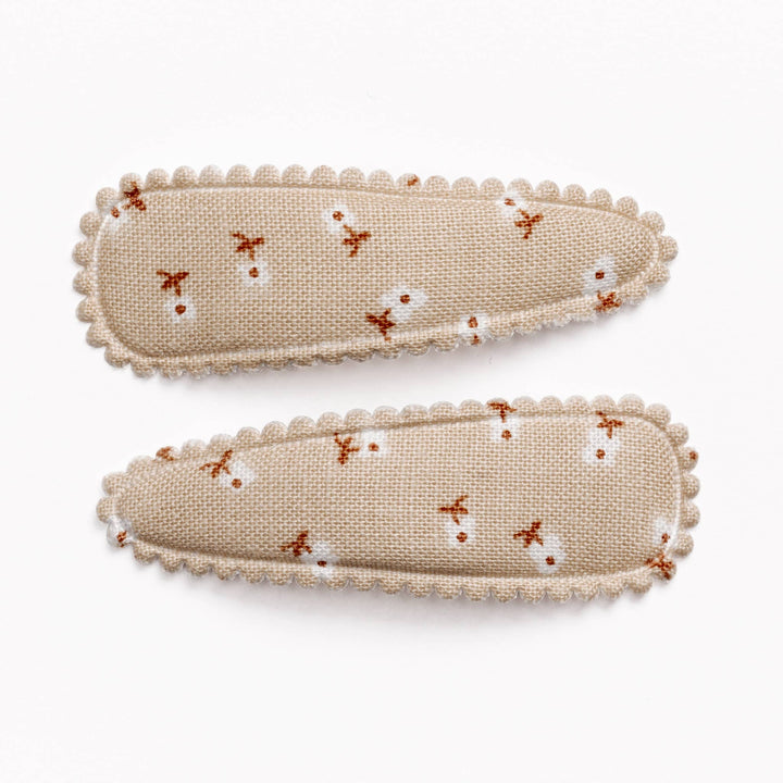 Nora Brown Floral Fabric Hair Clips FC95