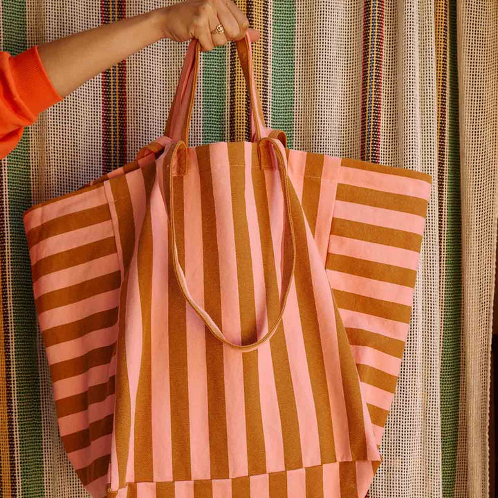 ELISA TOTE BAG STRIPES CARAMEL / STRAWBERRY