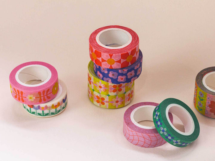 Primrose Party 15mm • Retro Scattered Flowers Washi Tape MD22