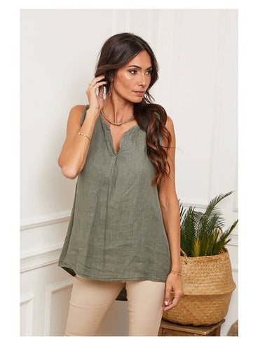 Lea & Luc 100% Linen Tank Top REF. 38009