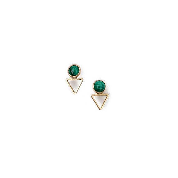 Malachite Tiny Elder Studs MS09