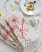 Load image into Gallery viewer, Organic Cotton Napkins - Calendula in Red - Set of 4 - Eco