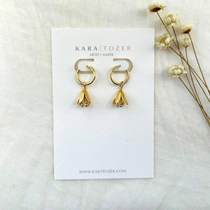 Dainty Floral Charm Huggie Hoops KT07