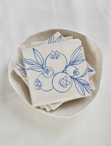 Set of 4 Organic Cotton Wild Blueberry Napkins - Blue-violet