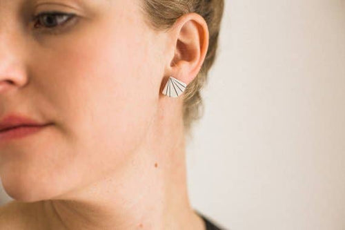 Pinstripe Fan Studs J002