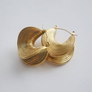 Devon Folded Hoops | Gold Statement Hoops JJ205