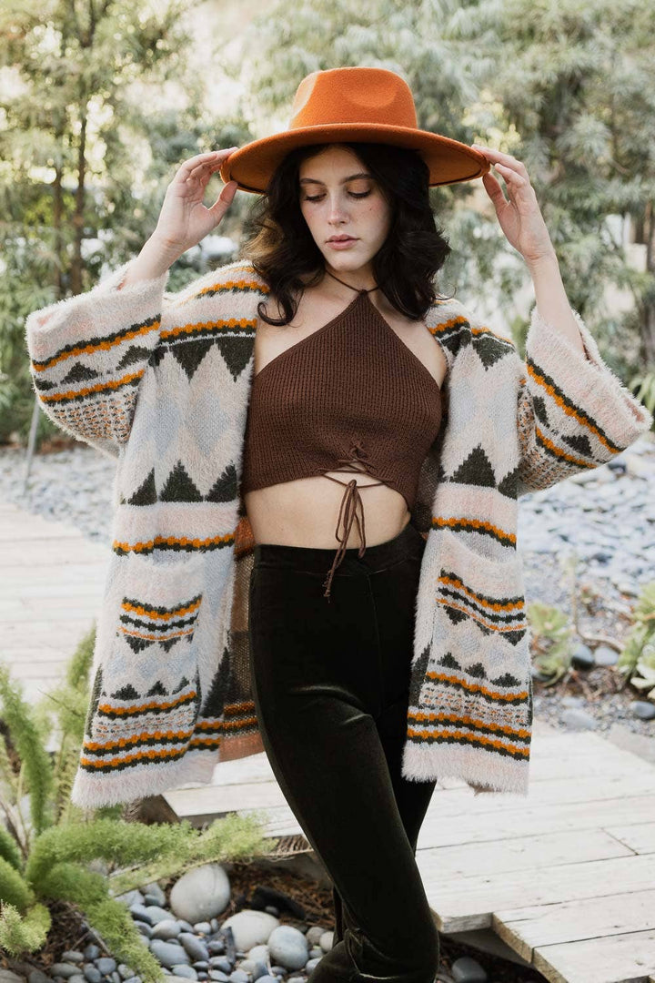 Western Faux Hair Pocket Ruana LT235