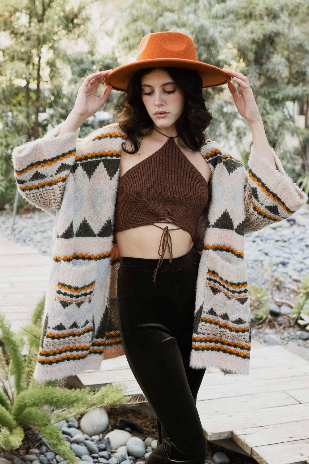 Western Faux Hair Pocket Ruana