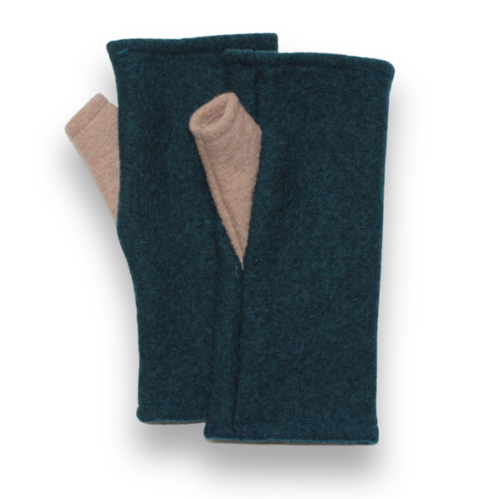 Merino Wool Fingerless Gloves | Two Tone DN22