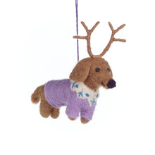 Load image into Gallery viewer, Handmade Felt Rudy Dachshund Dog Christmas Decoration