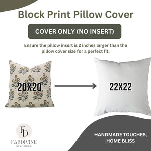 Stylish Block Print Linen Blend Cushion Cover - Neha FB06