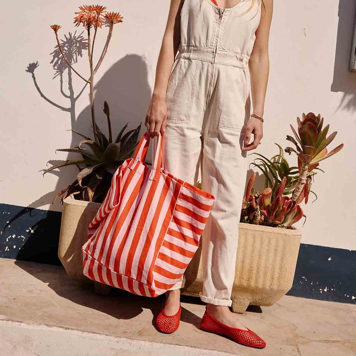 ELISA TOTE BAG STRIPES TOMATO / CANDY PINK