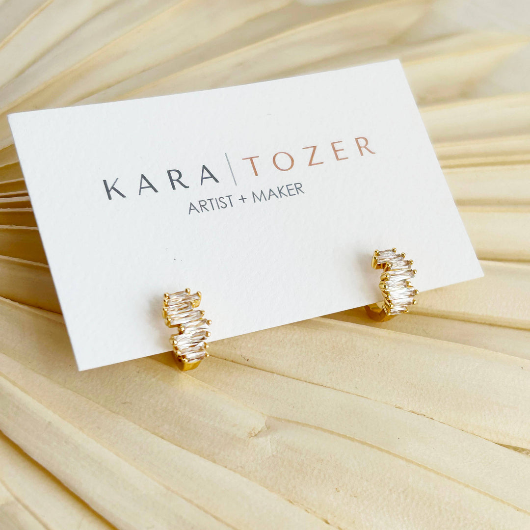 Dainty Gold Crystal Huggies KT692