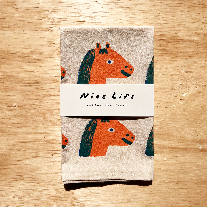 Horse Cotton Tea Towel NICE3