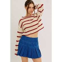 Load image into Gallery viewer, LAID BACK STAPLE STRIPE COTTON SWEATER WITH CONTRAST TRIM
