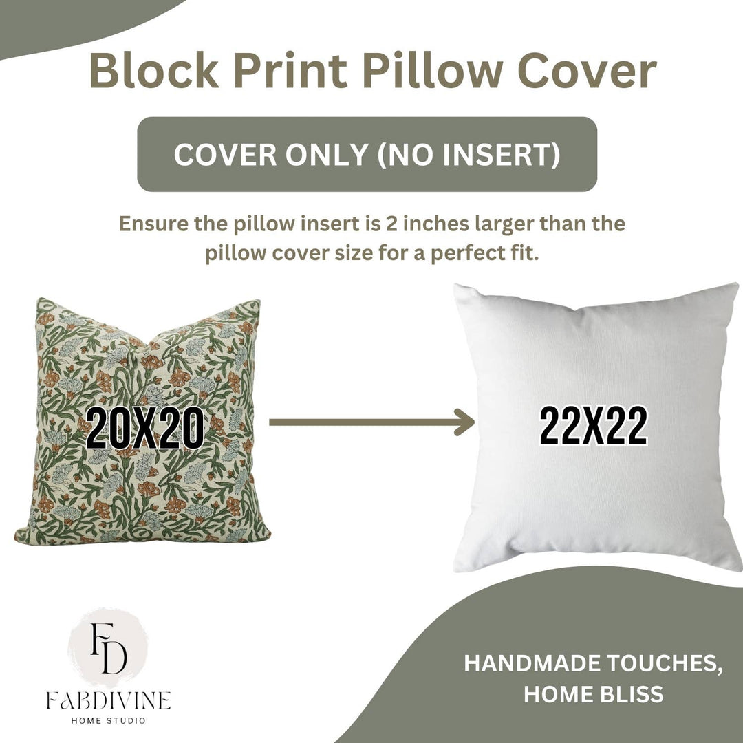 Traditional Block Linen Blend Pillow Cover - Thorny Stems FB03